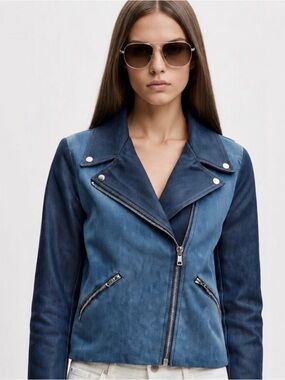 Wythe NY Designer Boutique Denim Moto Jacket XS $498 retail